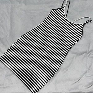 Black and White Stripe Crisscross Dress